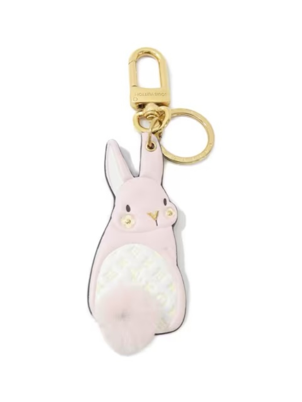 Louis Vuitton Pink Bunny Pompom Tail Mink Fur Key Ring Holder Bag Charm